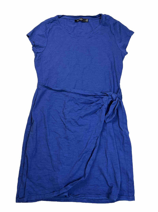 Lauren Ralph Lauren Women's Blue Short Sleeve Faux Wrap T-Shirt Dress - 8