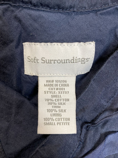 Soft Surroundings Women's Navy Blue Tiered Maxi Skirt - S Petite