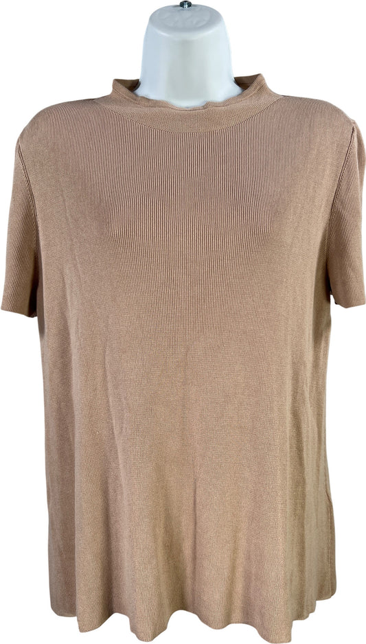 Eileen Fisher Women’s Beige Short Sleeve Ribbed Sweater - S