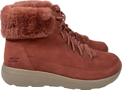 Skechers Women’s Pink On The Go Suede GoGa Mat Winter Chill Ankle Boots - 7.5
