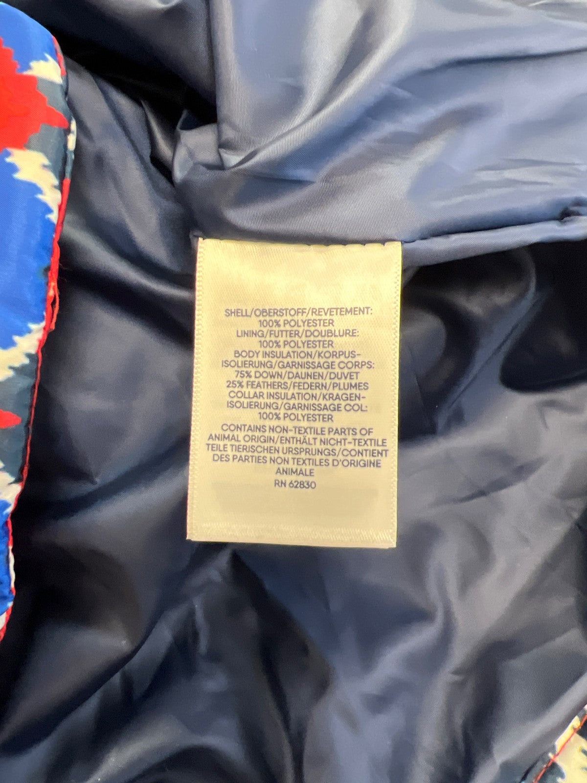 Lands End Women’s Red/Blue Down Filled Sleeveless Puffer Vest - S