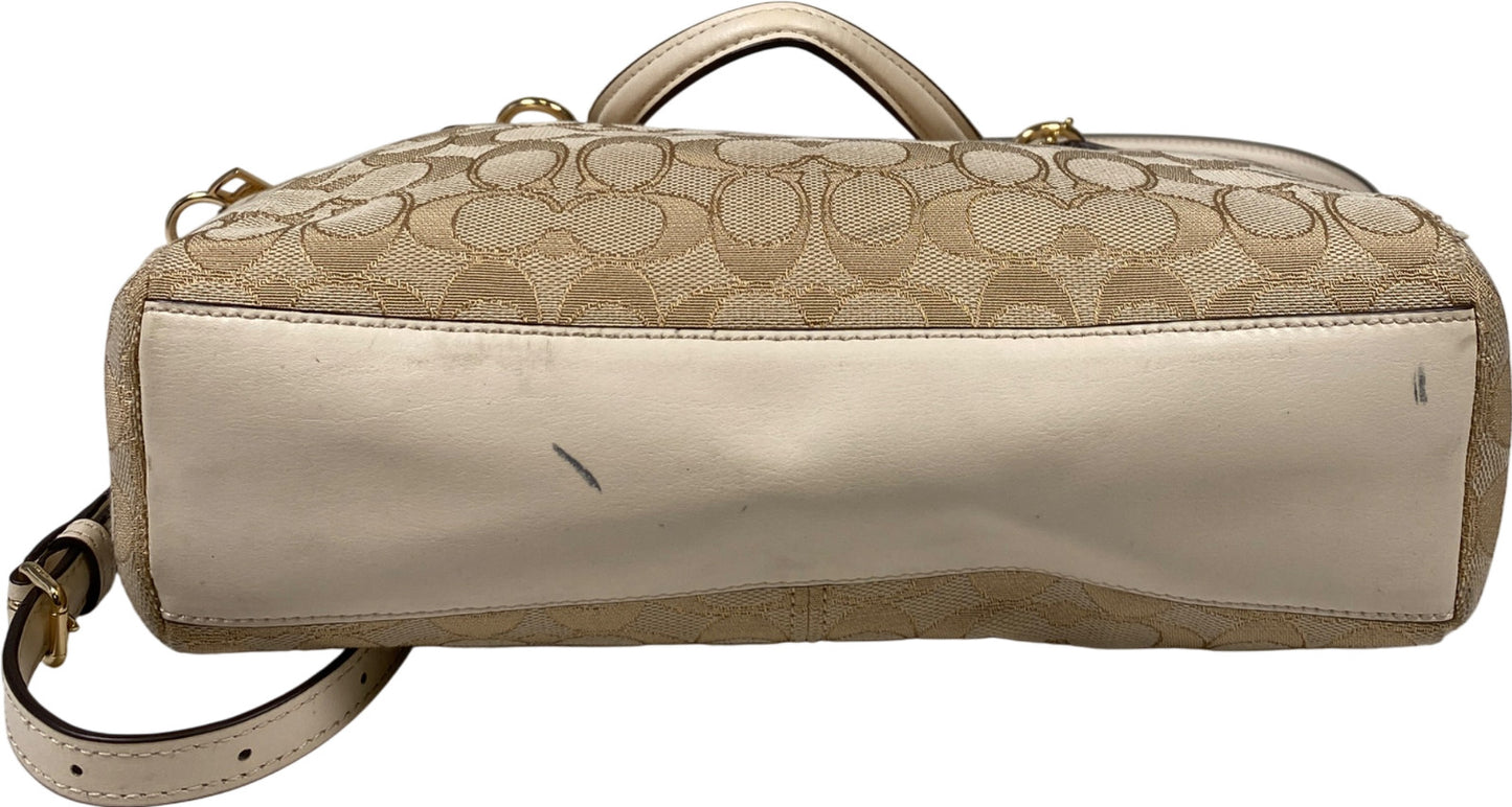 Coach Women’s Beige Signature Canvas Zip Close Crossbody Hand Bag Purse