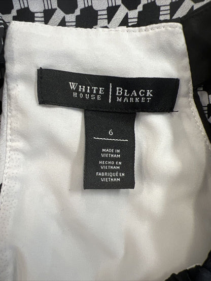 White House Black Market Women's White/Black Sleeveless Maxi Dress - 6
