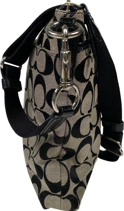 Coach Women’s Black Canvas Signature Print Stripe Small Crossbody Purse