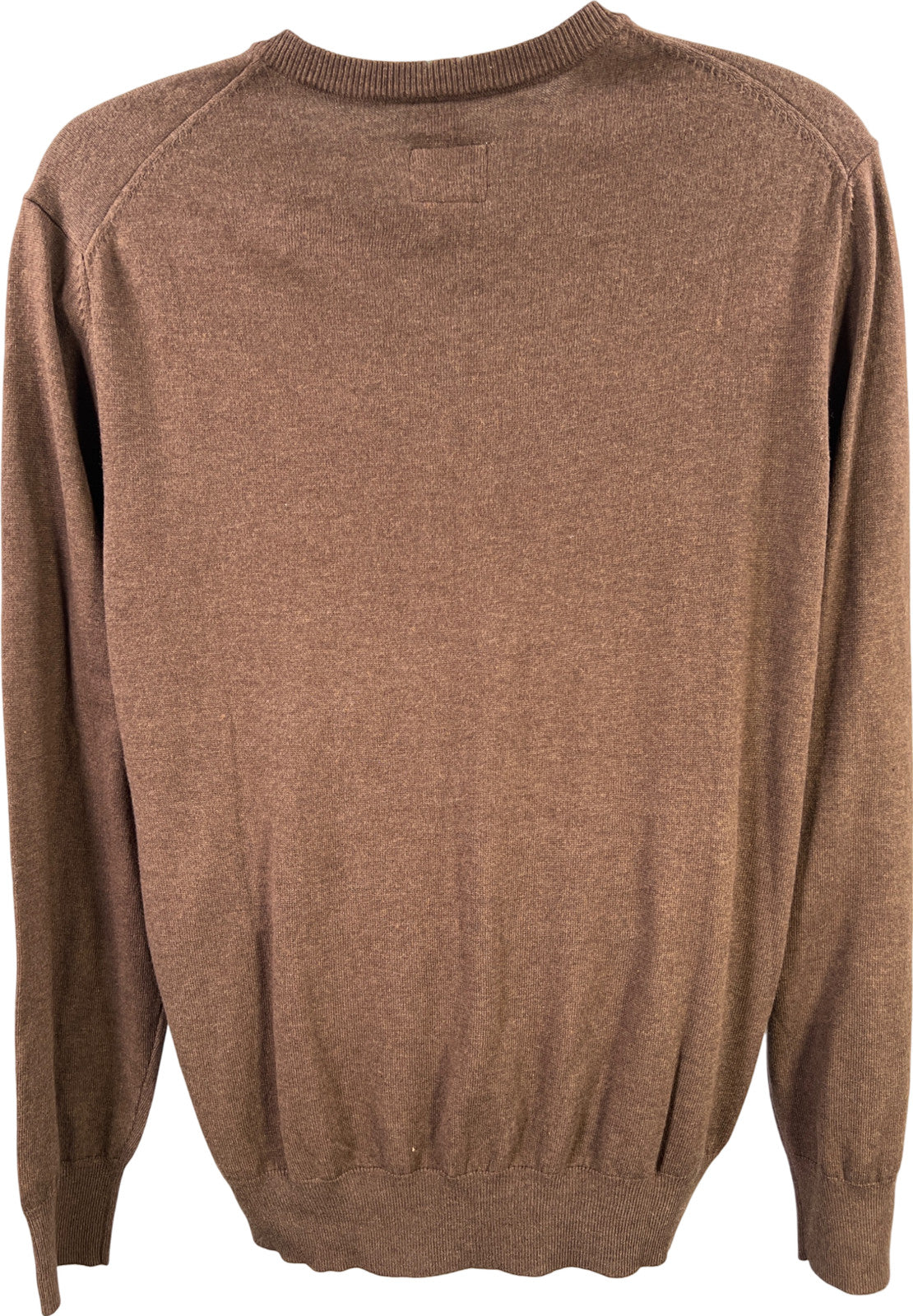 St. Johns Bay Men’s Brown V-Neck Long Sleeve Thin Knit Sweater - L
