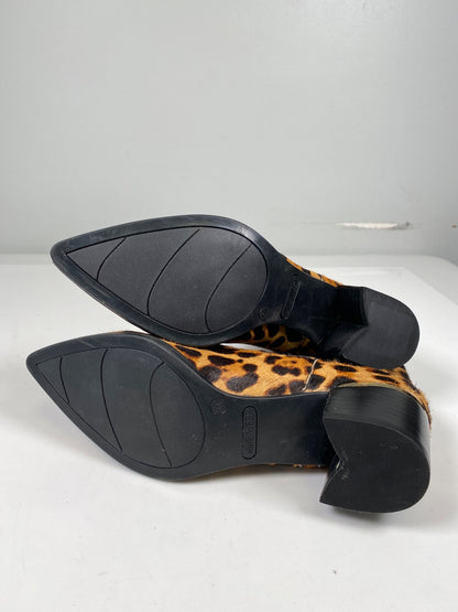 Nine West Women’s Brown Leopard Print Honor Cow Hair Chelsea Boots - 6