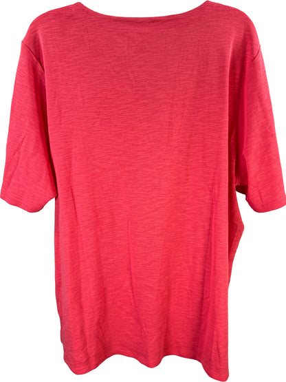 J.Jill Women’s Pink Side Slit Short Sleeve T-Shirt - Plus 2X