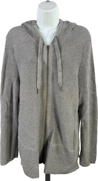 J.Jill Women’s Gray Long Sleeve Full Zip Hooded Sweater Jacket - M