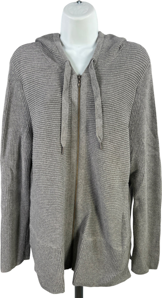 J.Jill Women’s Gray Long Sleeve Full Zip Hooded Sweater Jacket - M