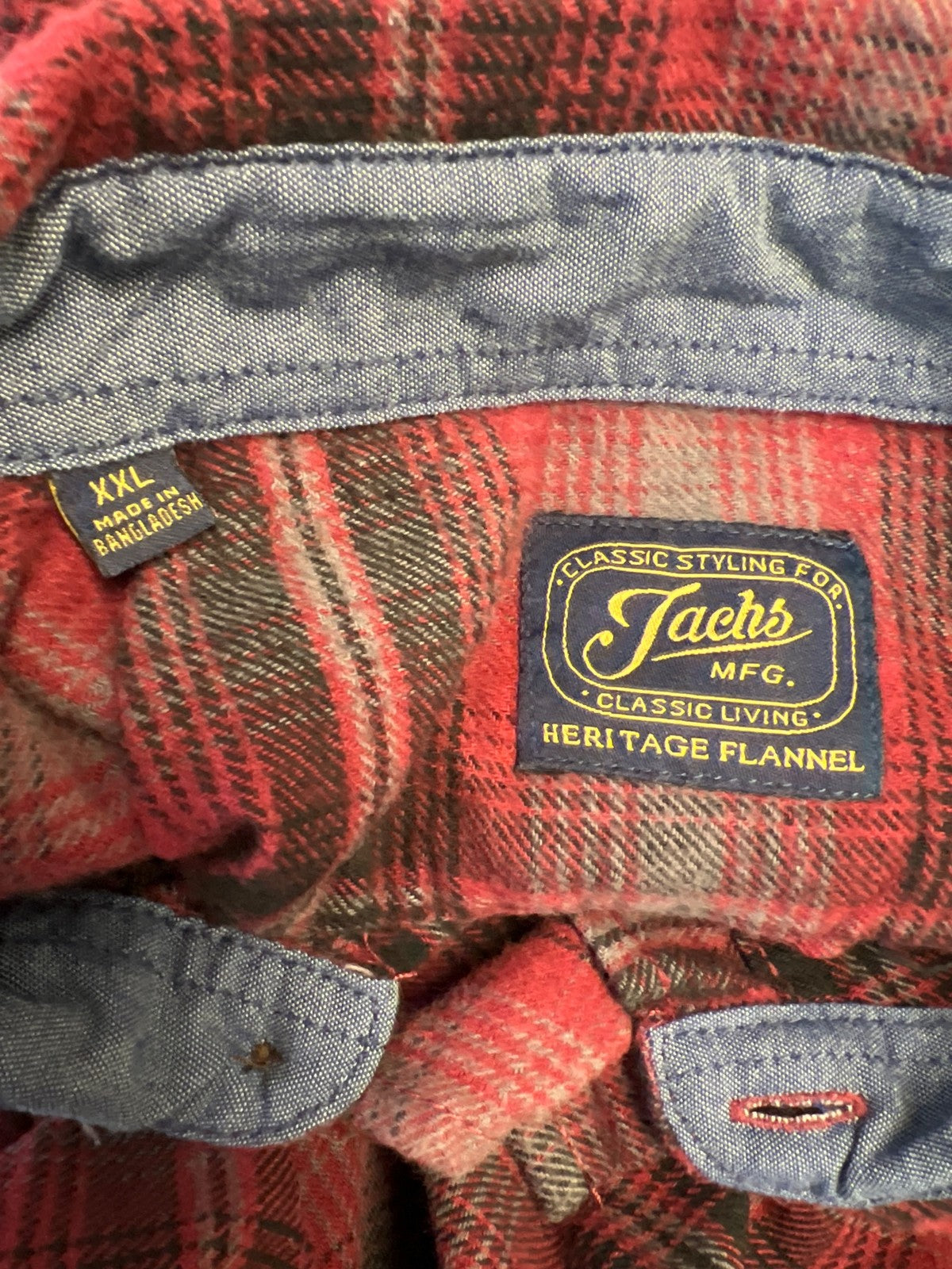 Jachs Men’s Red/Black Plaid Long Sleeve Button Up Heritage Flannel Shirt - XXL