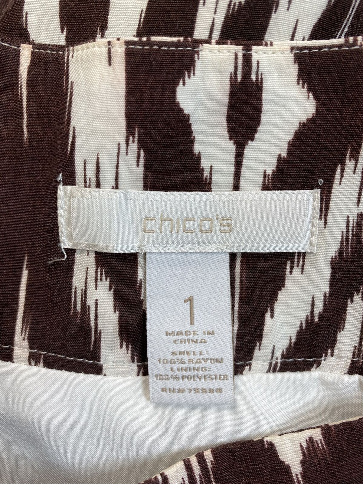 Chico's Women's Brown Full Length Lined Skirt - 1/US 8
