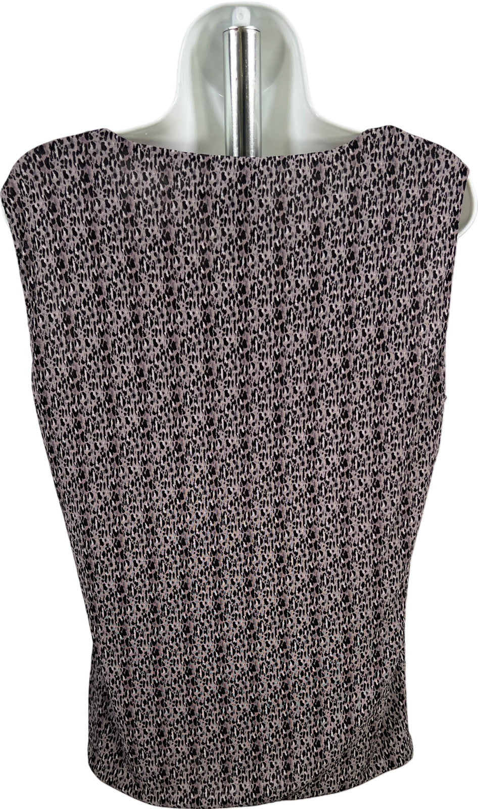 Cable and Gauge Women’s Gray Mesh Sleeveless Draped Neck Blouse - XL