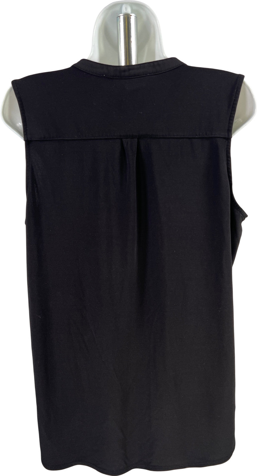 White House Black Market Women’s Black Sleeveless Ruffle Neck Blouse - L