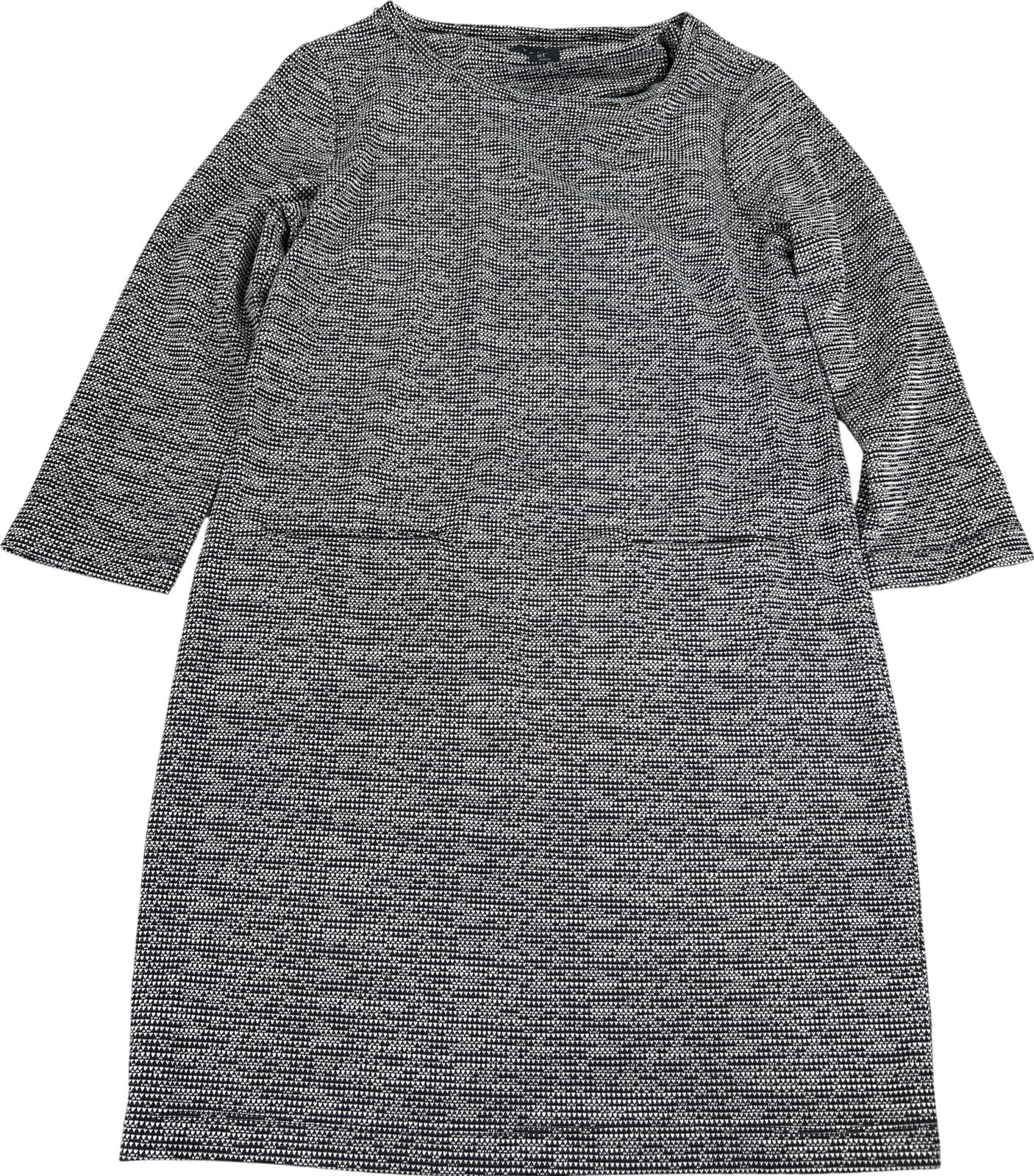 Tahari Women’s Black/White Pocket Front 3/4 Sleeve Shift Dress - S