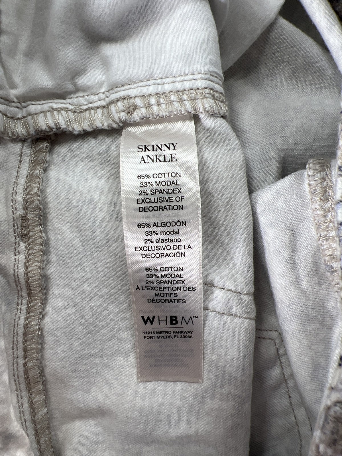 White House Black Market Women’s Gray Snake Print Skinny Stretch Jeans - 6