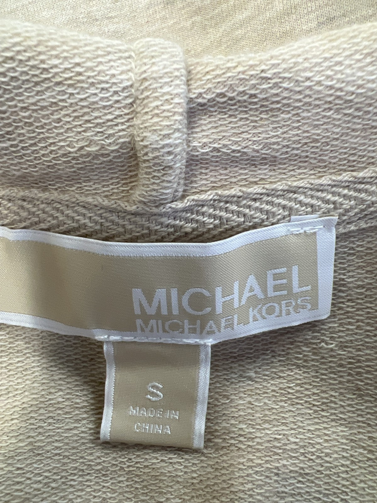 Michael Kors Women’s Beige Heather Lace Up Front Hooded Shirt - S