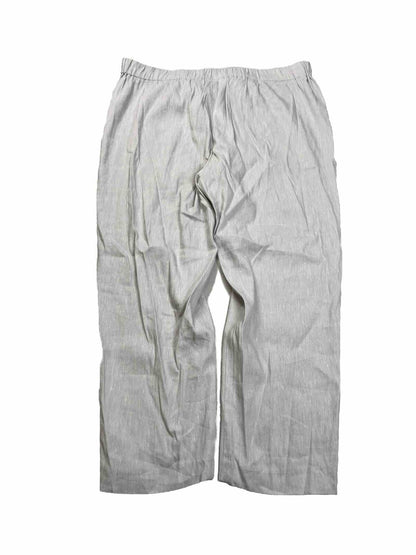 NEW J.Jill Women's Gray/Zinc Linen Stretch Cropped Pants - L Petite