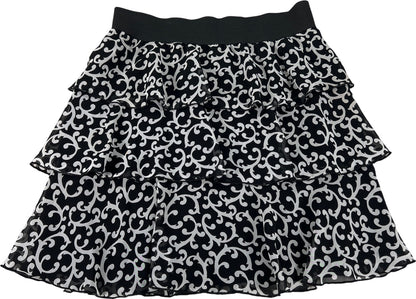 White House Black Market Women’s Black Floral Tiered Skirt - M