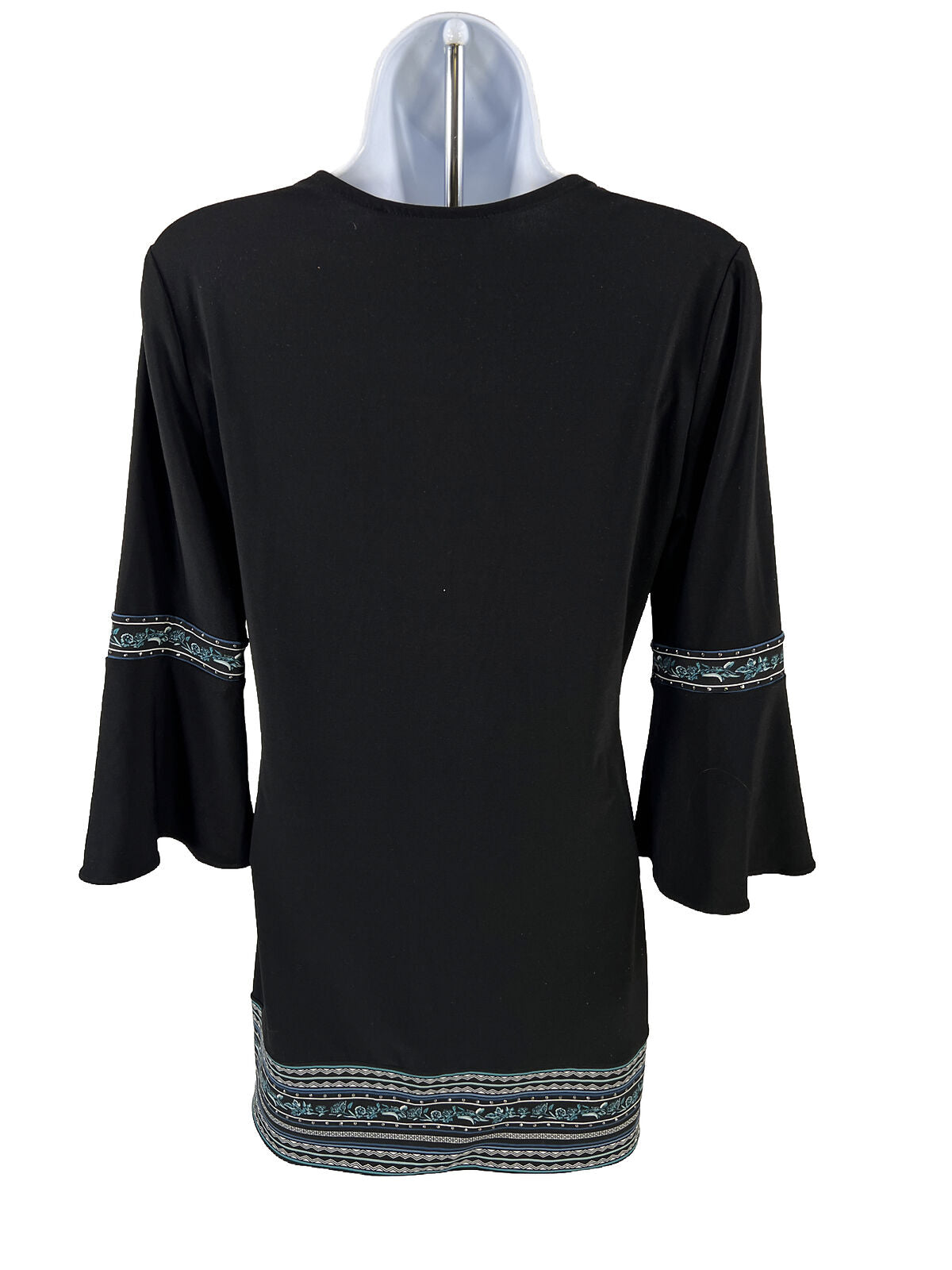White House Black Market Women's Black Embroidered Tunic Blouse - XS