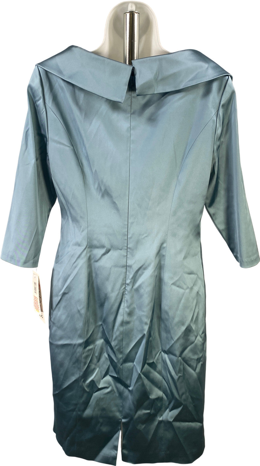 Kay Unger Women’s Blue Satin 1/2 Sleeve Sheath Dress - 10