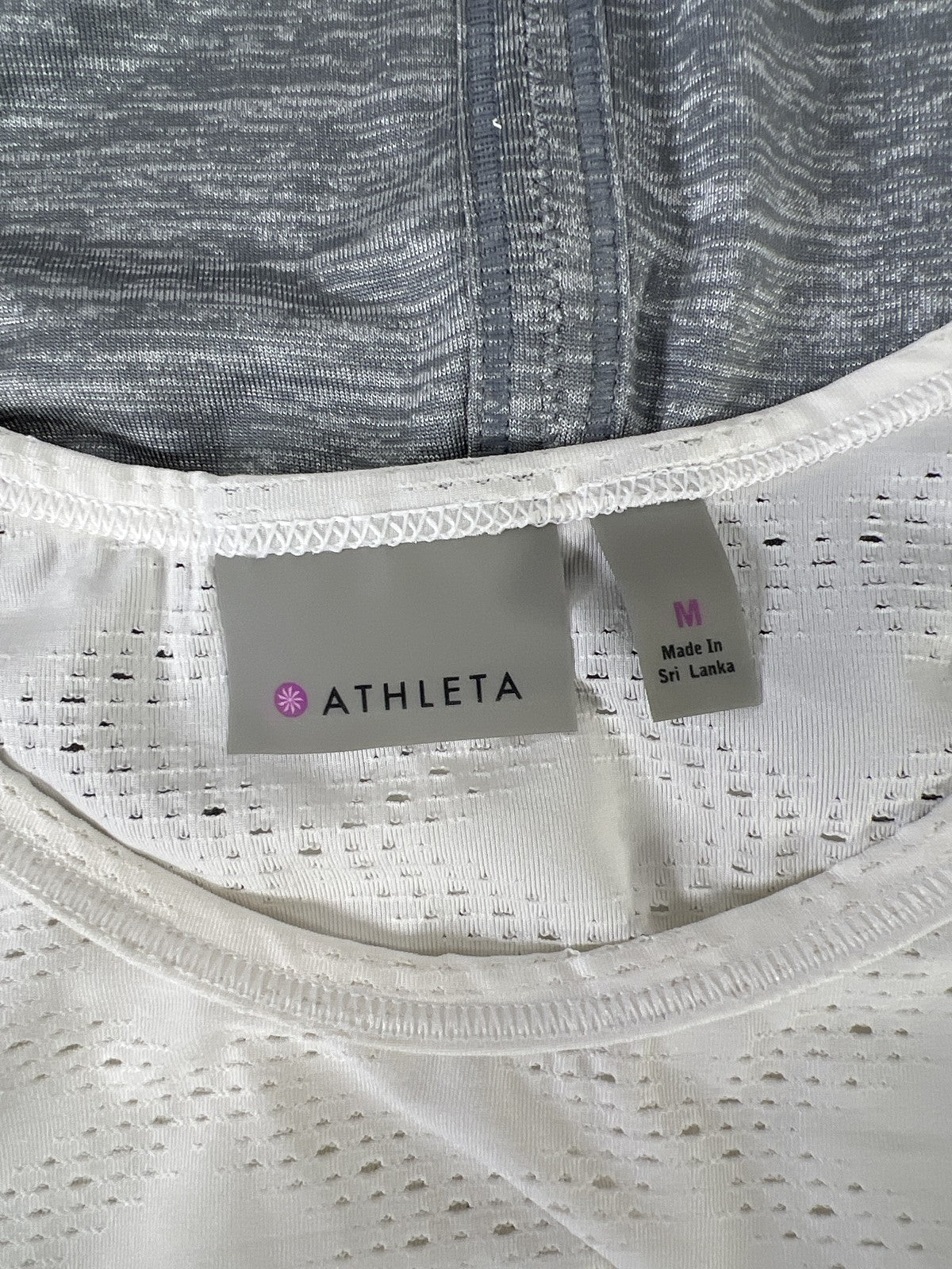 Athleta Women’s White & Gray Mesh Back Ventilated Tank Top - M