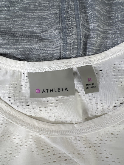 Athleta Women’s White & Gray Mesh Back Ventilated Tank Top - M