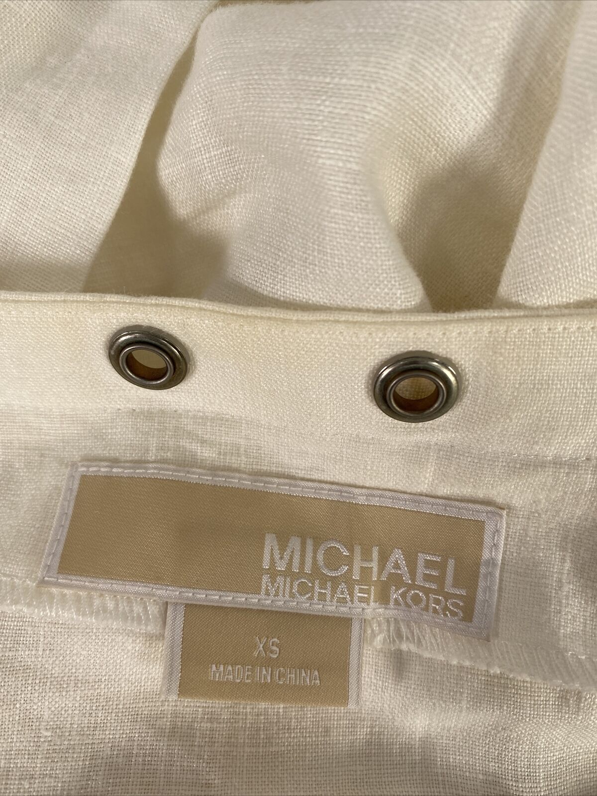 Michael Kors Women's White Long Sleeve V-Neck Embellished Shirt - XS
