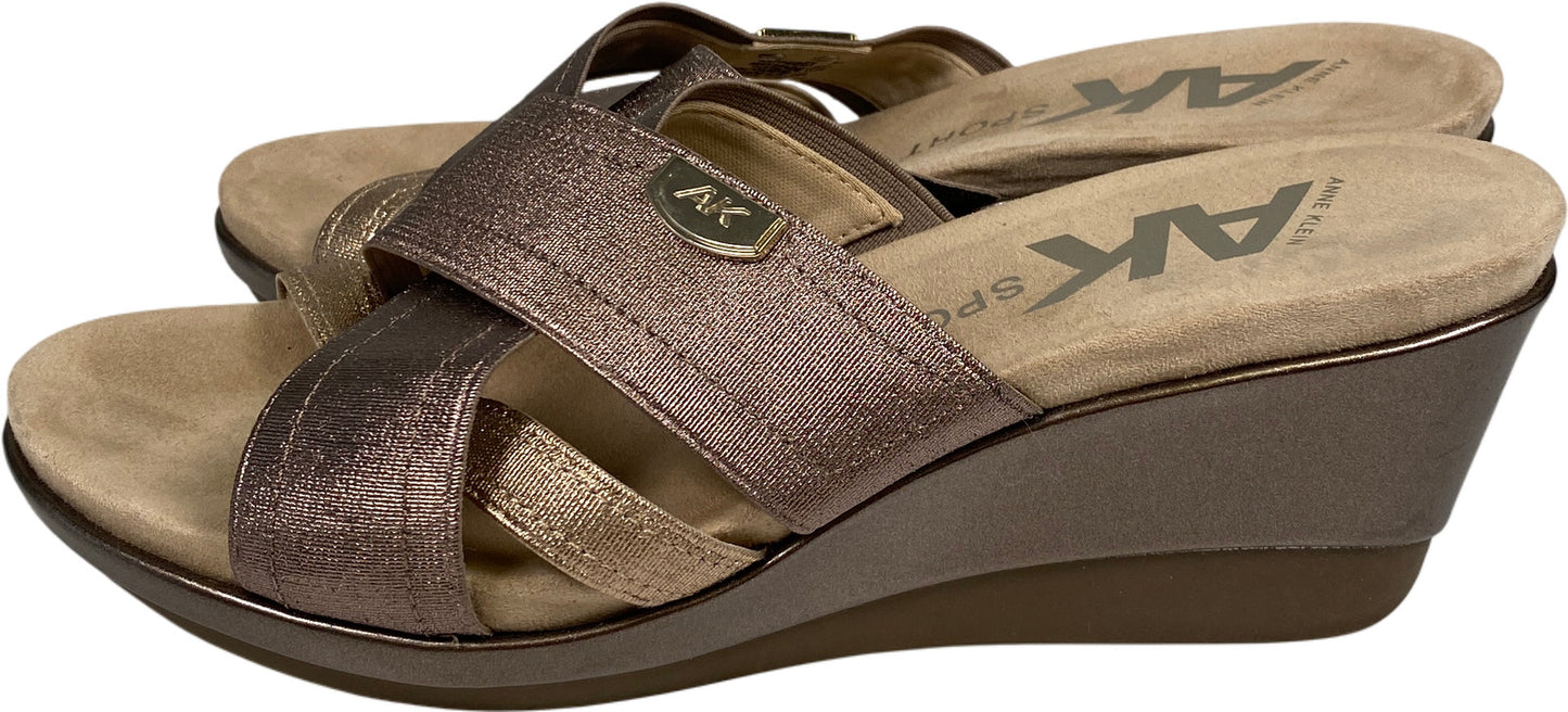 Anne Klein Women’s Bronze Metallic Peggy Wedge Sandals - 7