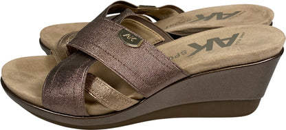 Anne Klein Women’s Bronze Metallic Peggy Wedge Sandals - 7