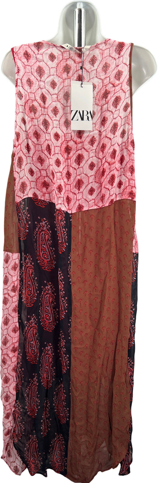 Zara Women’s Pink Floral The Samora Dress Sleeveless Lined Sheer - XS