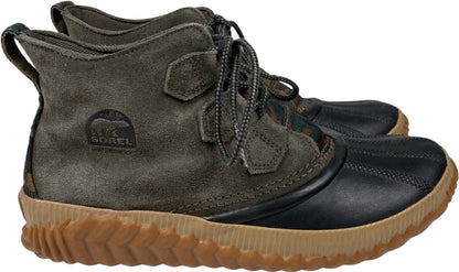 Sorel Women’s Green Camouflage Suede Out N About Canvas Rain Duck Boots - 9