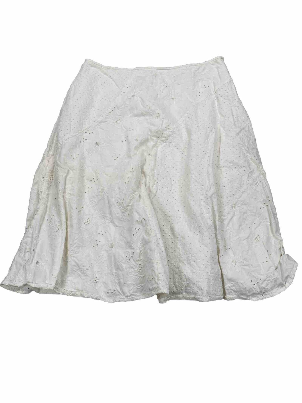 J. Jill Women's Ivory Floral Lace Cotton A-Line Skirt - 14