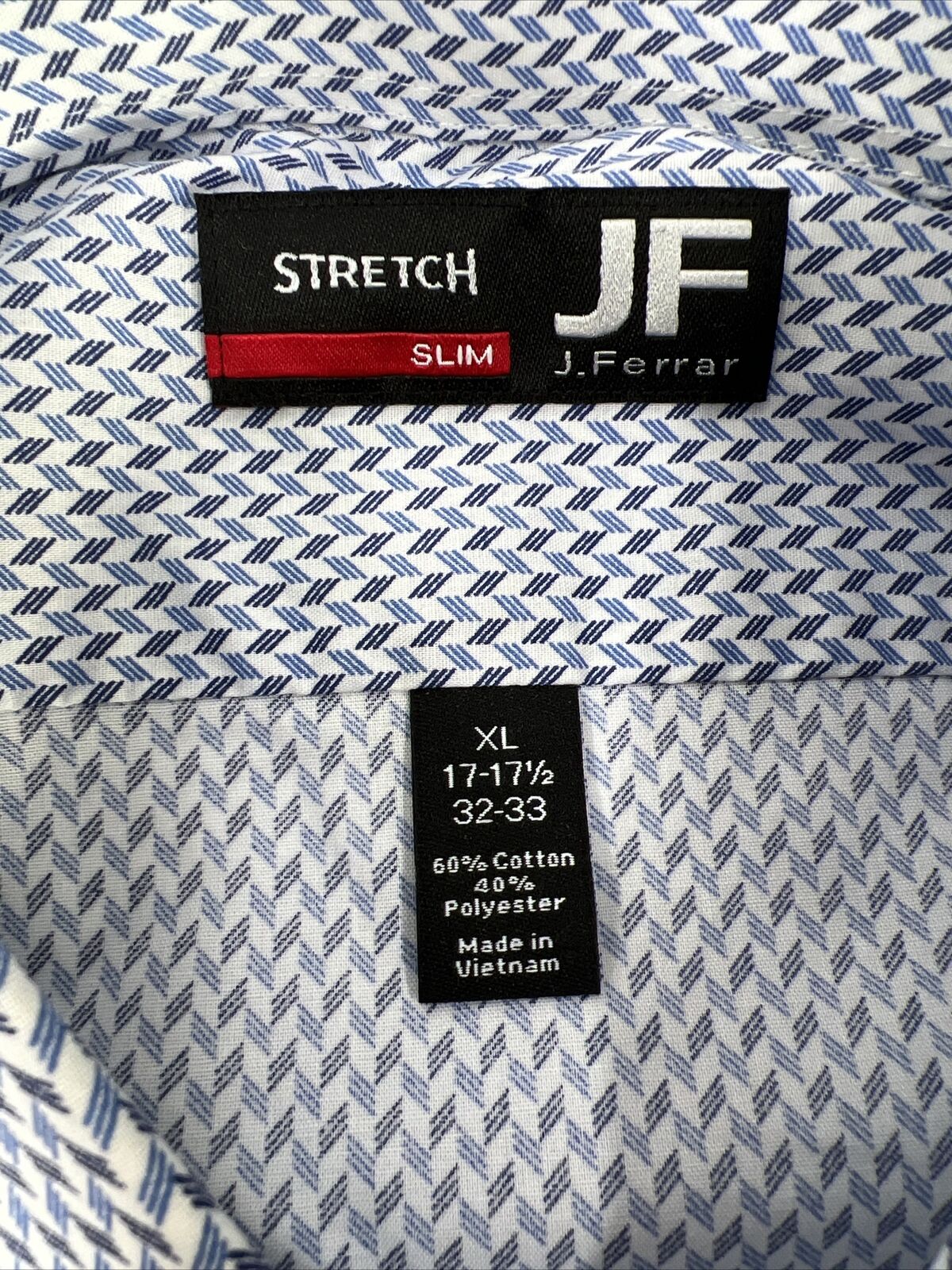 NEW JF J.Ferrar Mens Blue/White Slim Fit Long Sleeve Button Up Shirt - XL