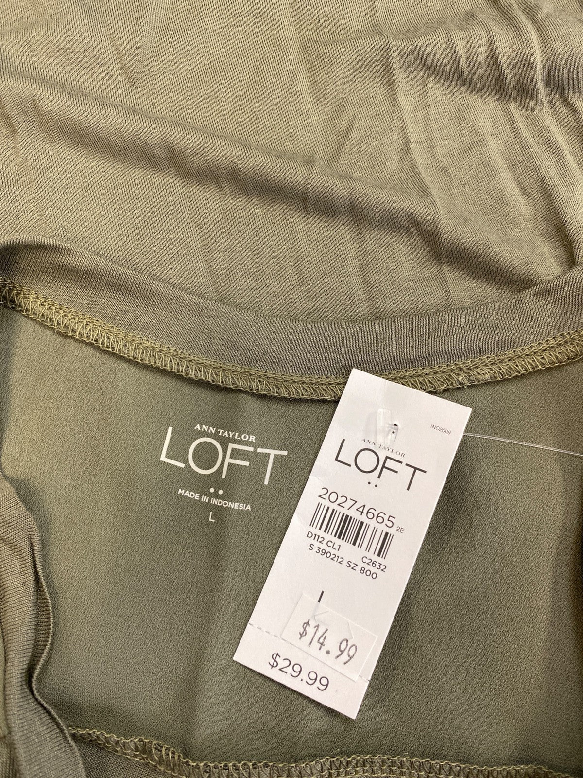 LOFT Women’s Green Pocket Front Sleeveless Tank Top - L