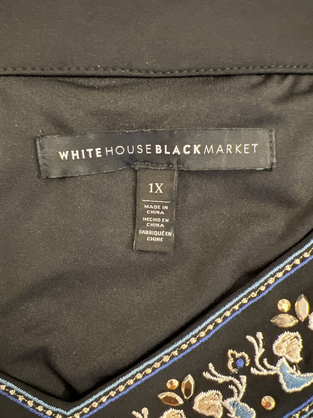 White House Black Market Women’s Black/Blue Pleated Bottom Shift Dress - 1X Plus