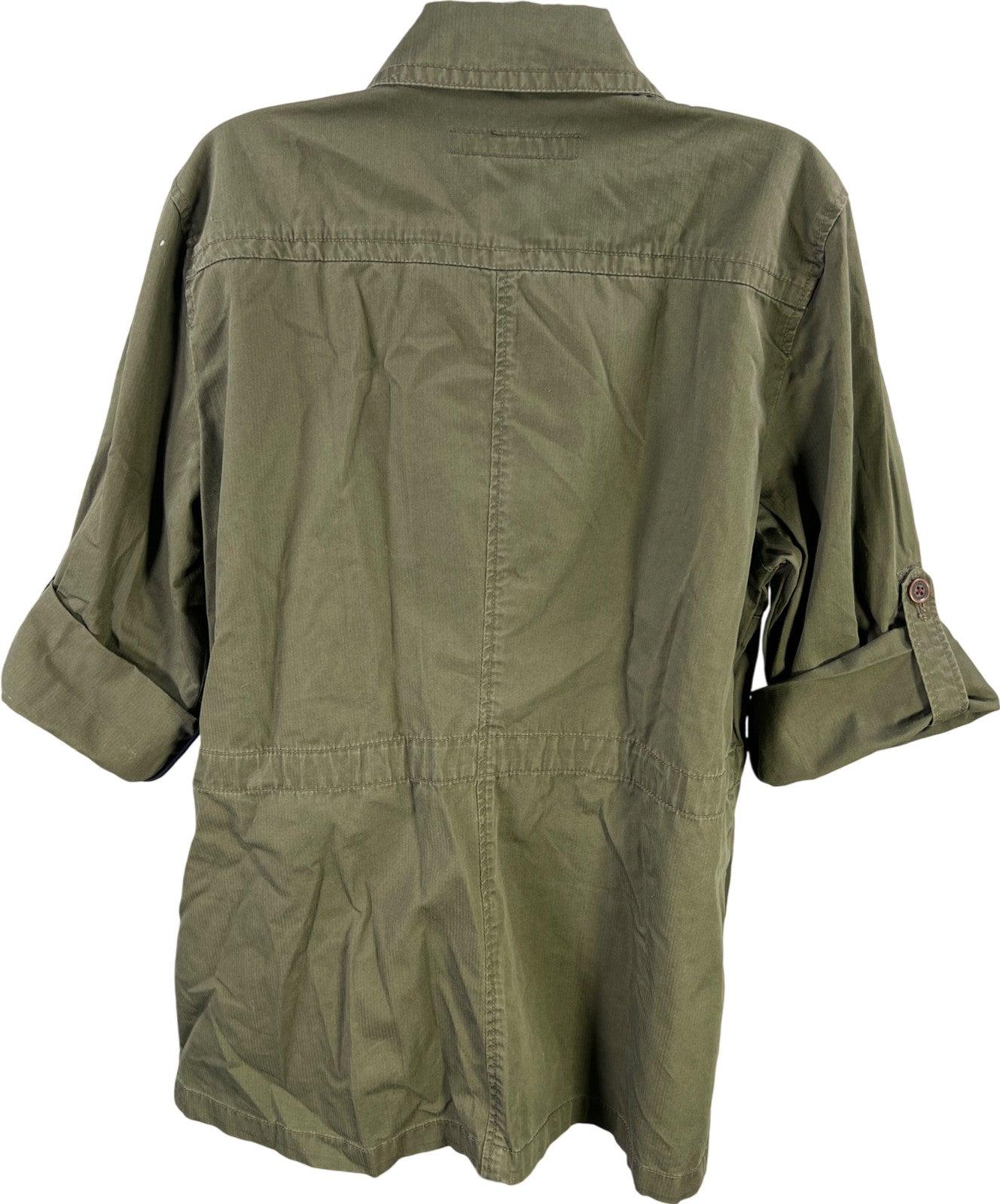 Calvin Klein Women’s Green Studded Full Zip 3/4 Roll Sleeve Military Jacket - XL