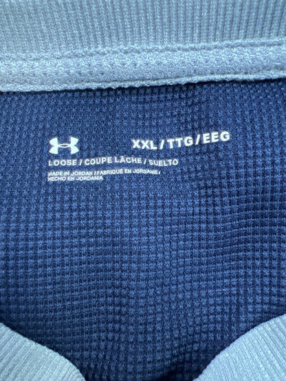 Under Armour Men’s Blue/Gray Loose Fit Waffle Knit Long Sleeve Shirt - XXL