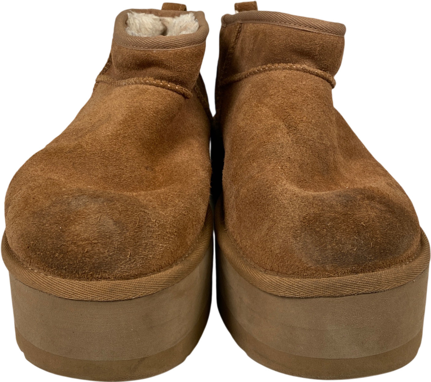 UGG Women’s Brown Chestnust Classic Ultra Mini Shearling Platform Boots - 9