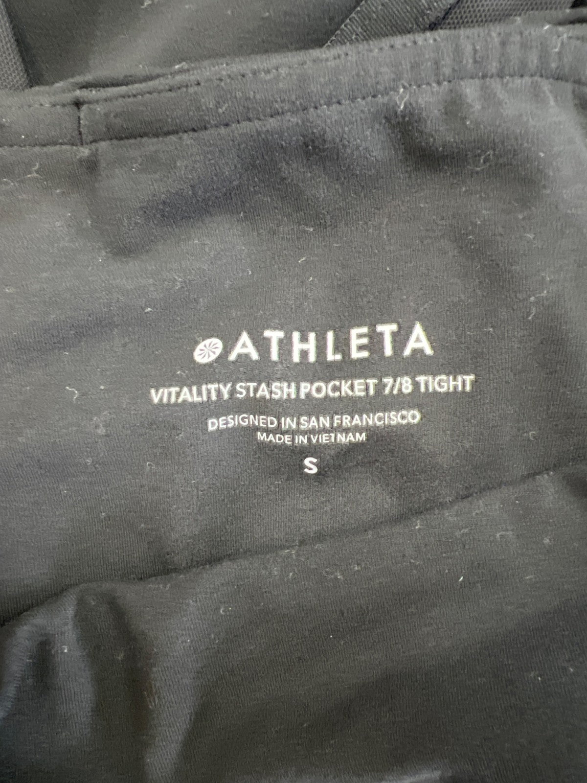 Athleta Women’s Black Vitality Stash Pocket 7/8 Mesh Athletic Leggings - S