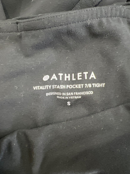 Athleta Women’s Black Vitality Stash Pocket 7/8 Mesh Athletic Leggings - S