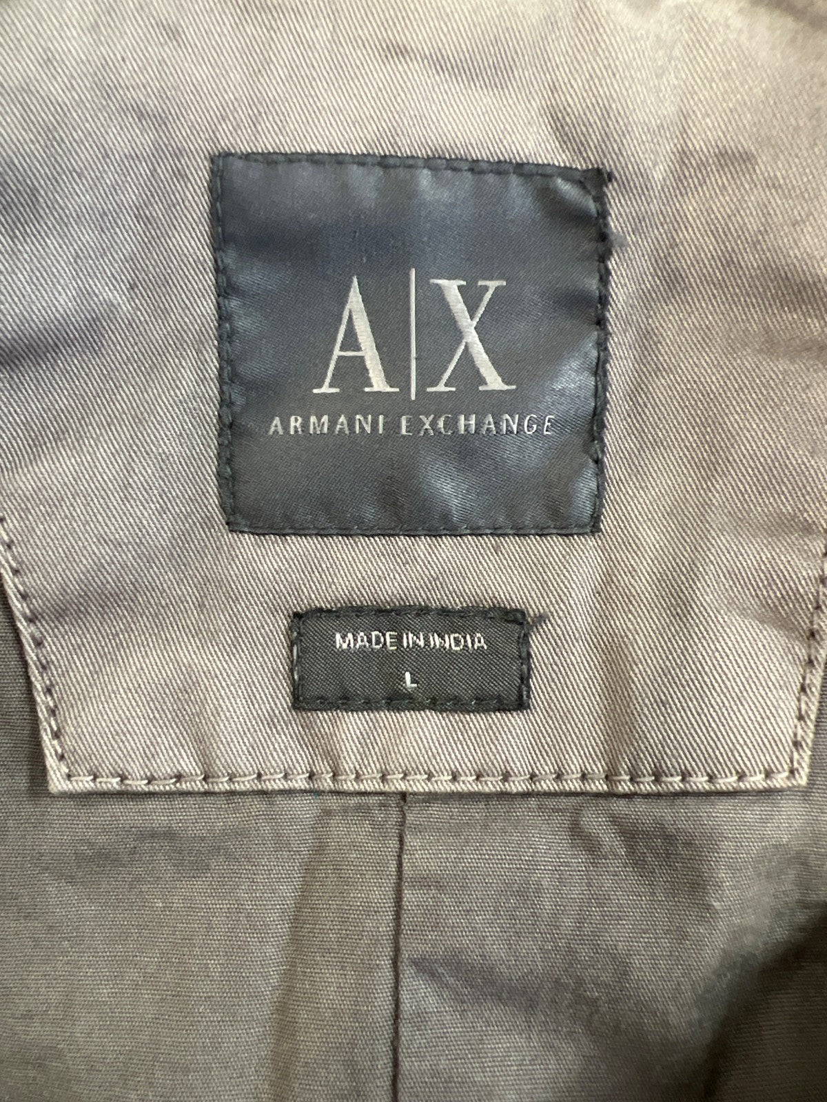 Armani Exchange Men’s Gray Long Sleeve Canvas Full Zip Jacket - L