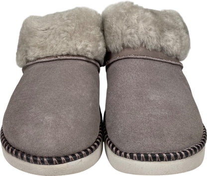 Olukai Women’s Mist Gray Fog Suede KUI Shearling Trim Slippers - 5