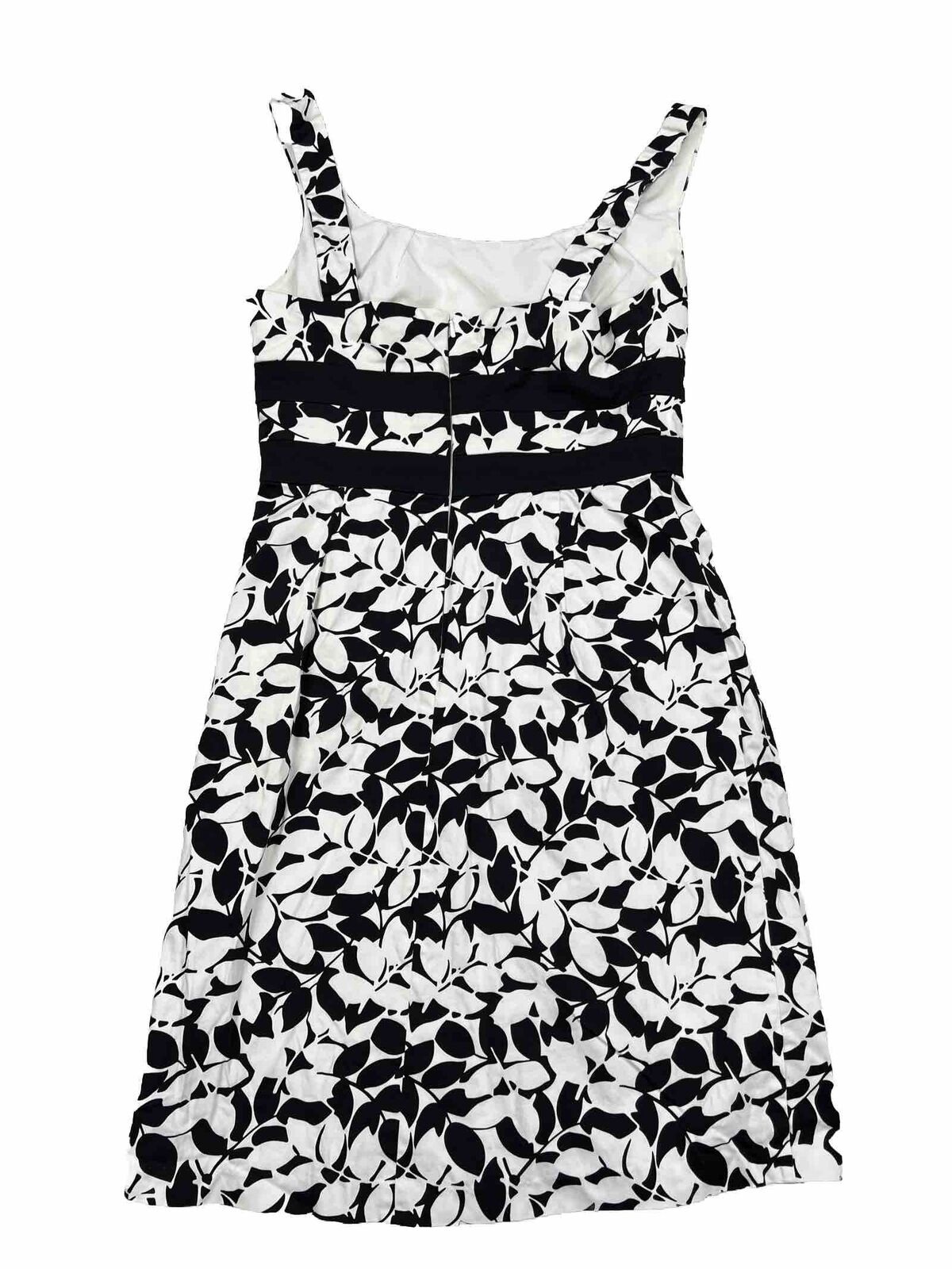 White House Black Market Women's White/Black Sleeveless A-Line Dress - 8