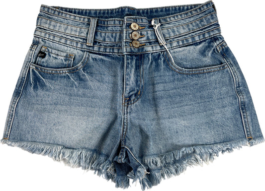 Kancan Women’s Light Wash Cut Off Denim Jean Shorts - 5/26