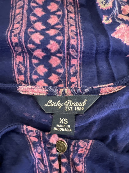 Lucky Brand Women’s Navy Blue Floral Short Sleever Shift Dress - XS
