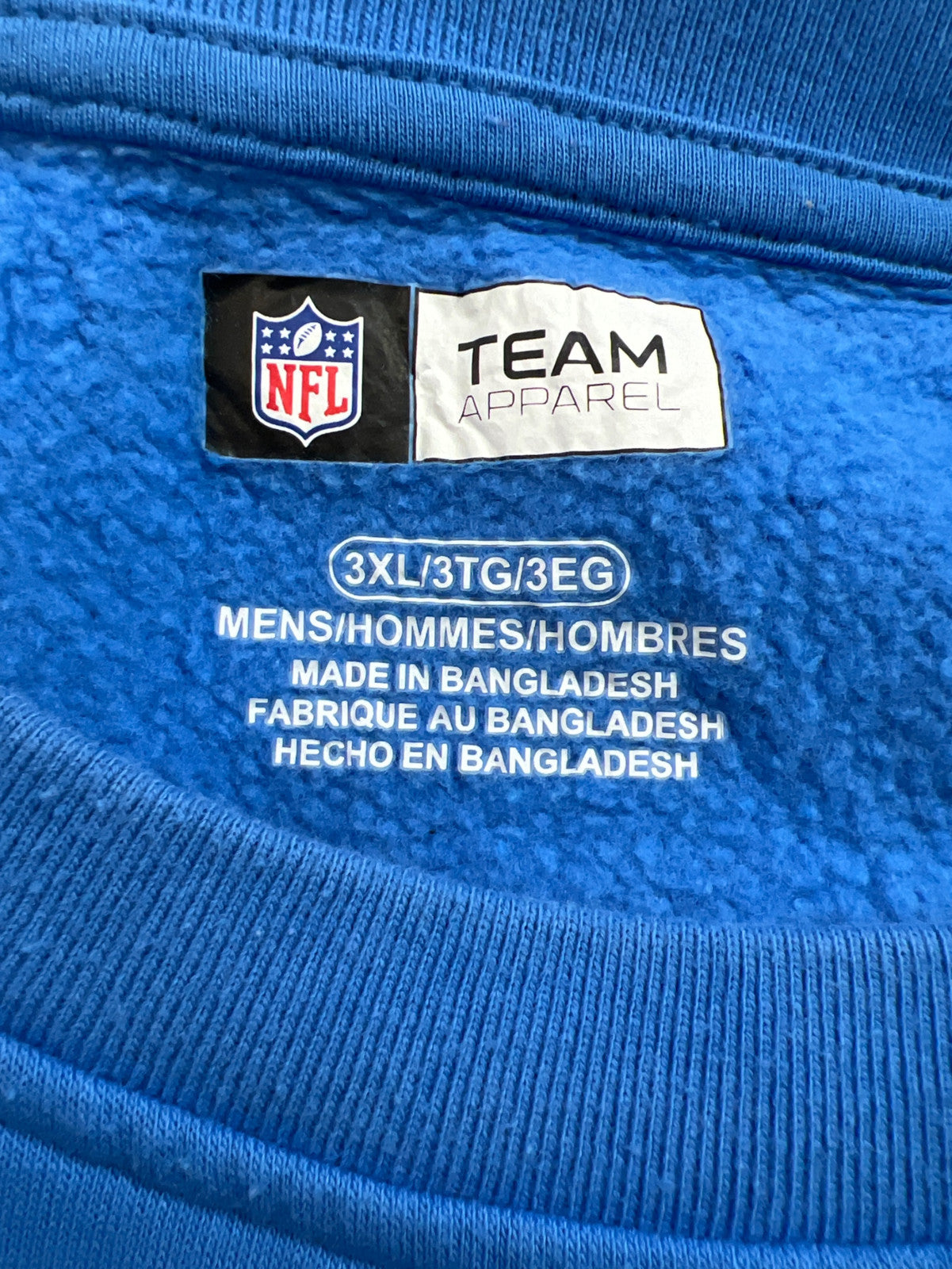 NFL Team Apparel Men’s Blue Detroit Lions Crewneck Sweatshirt - 3XL