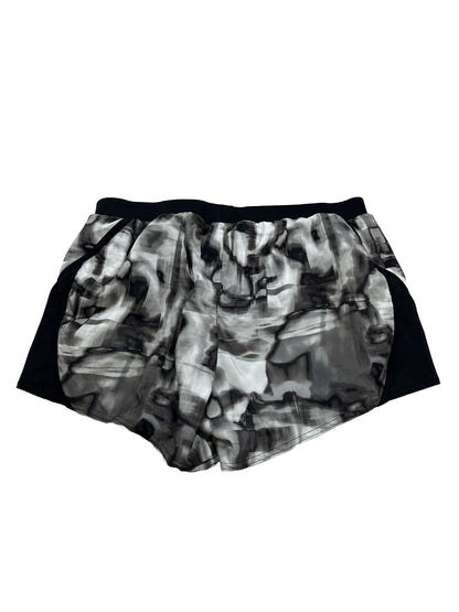 Under Armour Pantalones cortos deportivos para correr con forro Flyby negro/gris para mujer - L