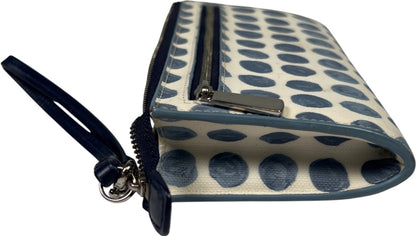 Coach Blue/White Coated Canvas Bleecker Painted Dot Zippy Wristlet Wallet