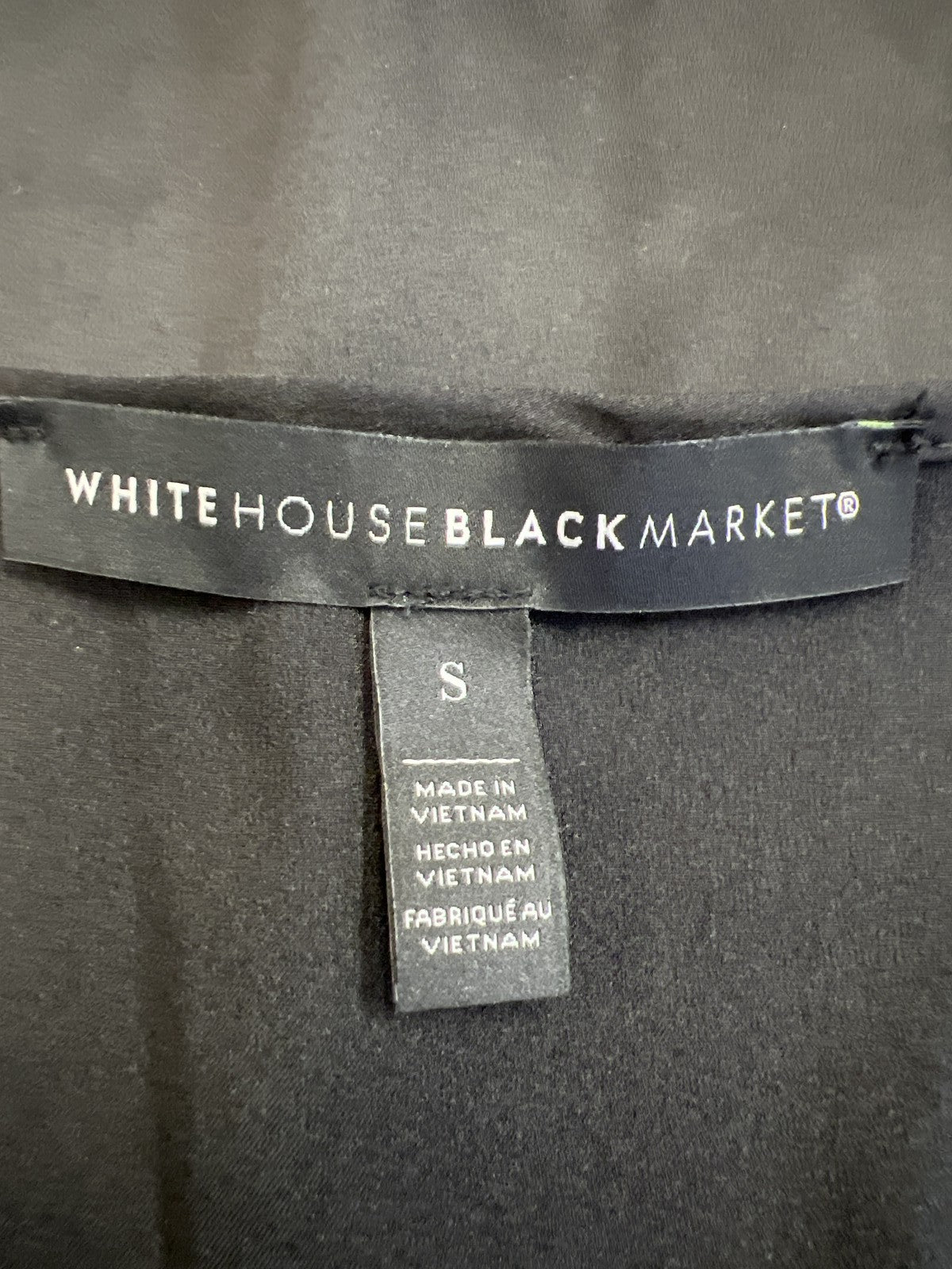 White House Black Market Women’s Black Satin Short Sleeve V-Neck Blouse - S