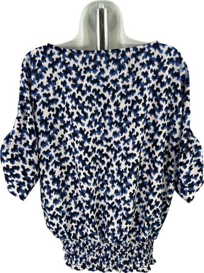 Michael Kors Women’s Blue/White Short Sleeve Blouse - L